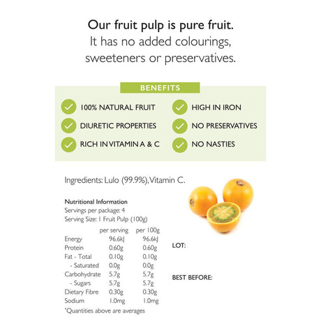 Lulo Fruit Pulp (4x100g Sachets)