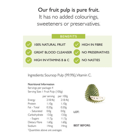 Soursop Fruit Pulp (4x100g Sachets)